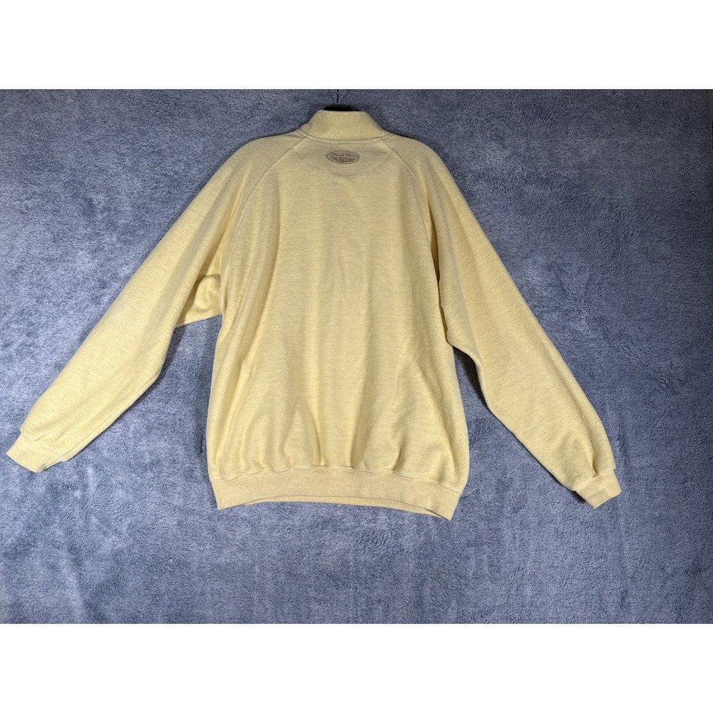 Straight Down Mens Yellow Fleece Quarter Button Pullover Mock Neck Made in USA L - Picture 6 of 12